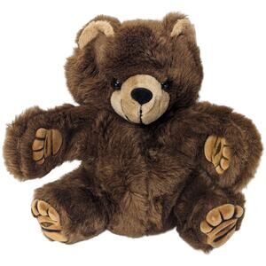 Vintage Brown Teddy Bear Hand Puppet Plush Realistic Hard Suede Paws Stuffed 10"